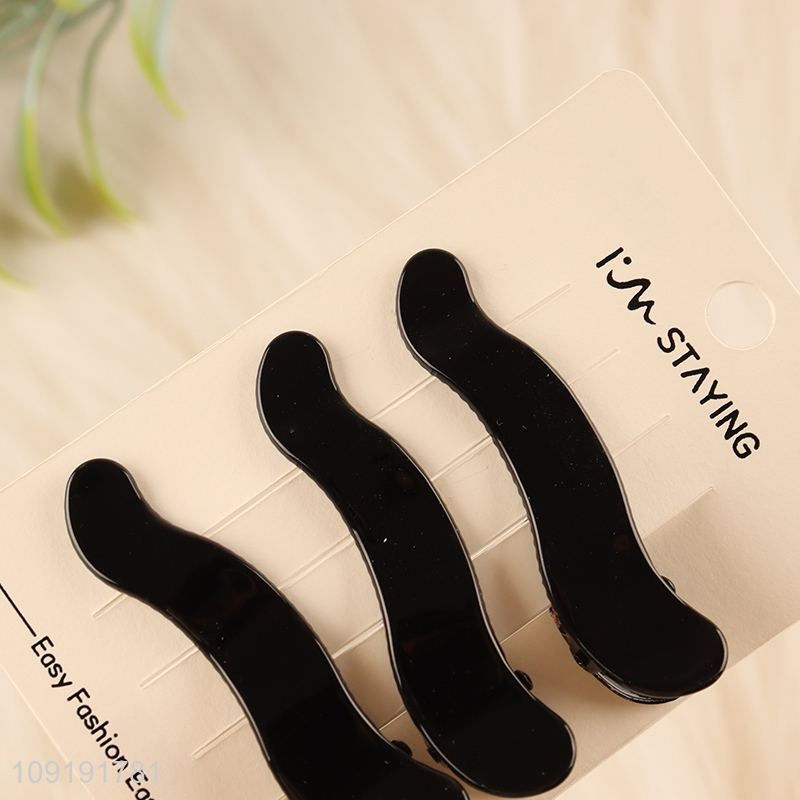 High Quality 3 Pieces Black Alligator Hair Clips Hair Accessories