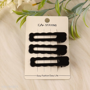 China Imports 3 Pieces Black Metal Alligator Hairpins Metal Hair Clips