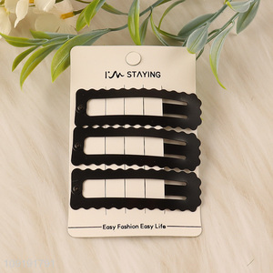 Factory Price 3 Pieces Black Alligator Hair Clips Non-Slip Hair Clips