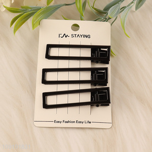 Good Quality 3 Pieces Black Alligator Hair Clips Metal Hair Accessories