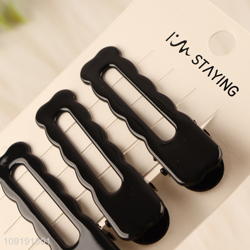 China Imports 3 Pieces Black Metal Alligator Hairpins Metal Hair Clips