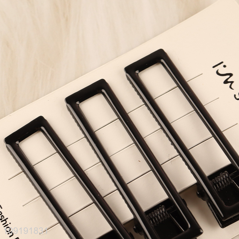 Good Quality 3 Pieces Black Alligator Hair Clips Metal Hair Accessories