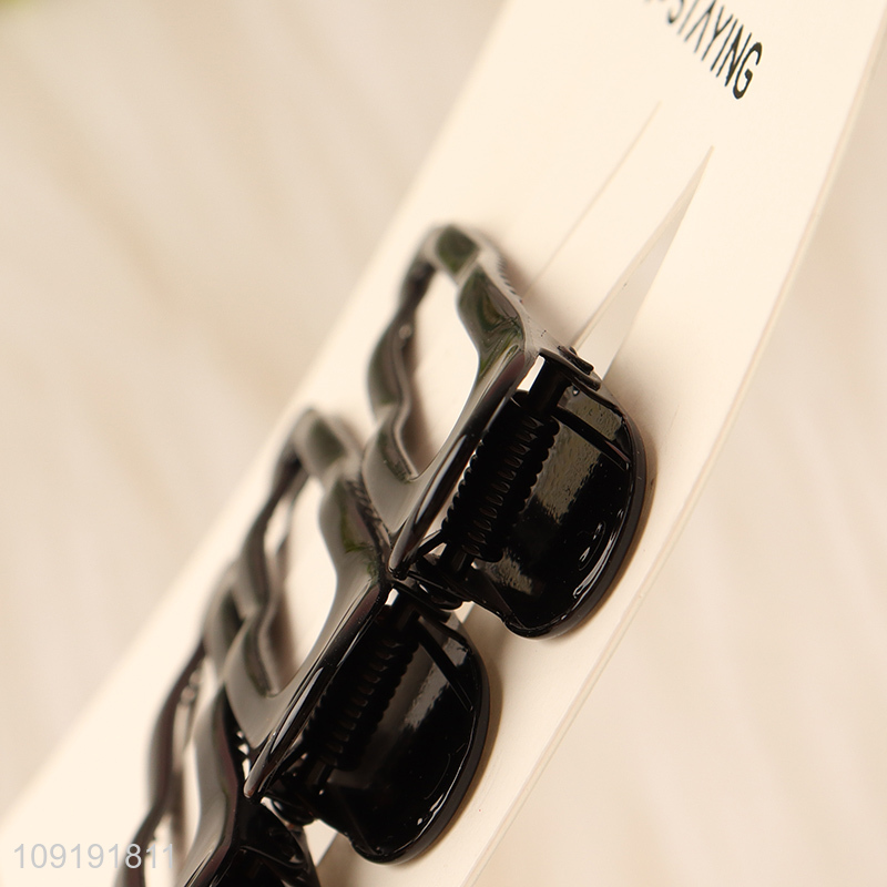 Factory Supply 3 Pieces Black Metal Alligator Hair Clips Set for Women