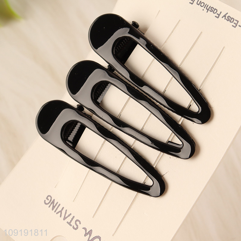 Factory Supply 3 Pieces Black Metal Alligator Hair Clips Set for Women