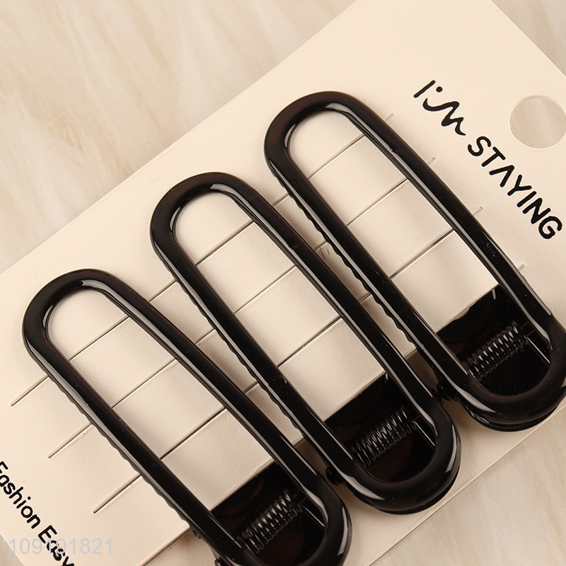 Online Wholesale 3 Pieces Black Metal Alligator Hair Clips Metal Hairpins