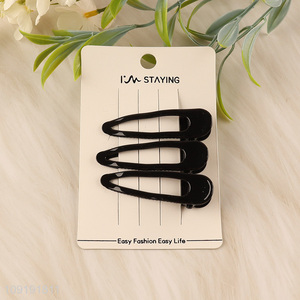 Factory Supply 3 Pieces Black Metal Alligator Hair Clips Set for Women