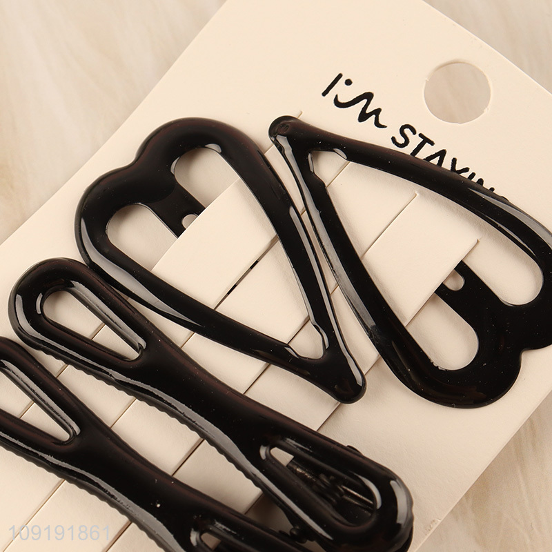 New Product 4 Pieces Black Hair Clips Non-Slip Metal Hair Clips