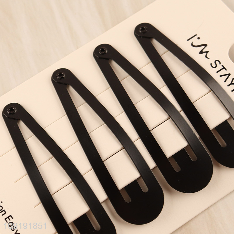 Hot Selling 4 Pieces Black Metal Hair Clips Snap Hair Clips Set