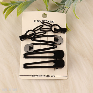 China Imports 6 Pieces Black Metal Hair Clips Girls Metal Hairpins