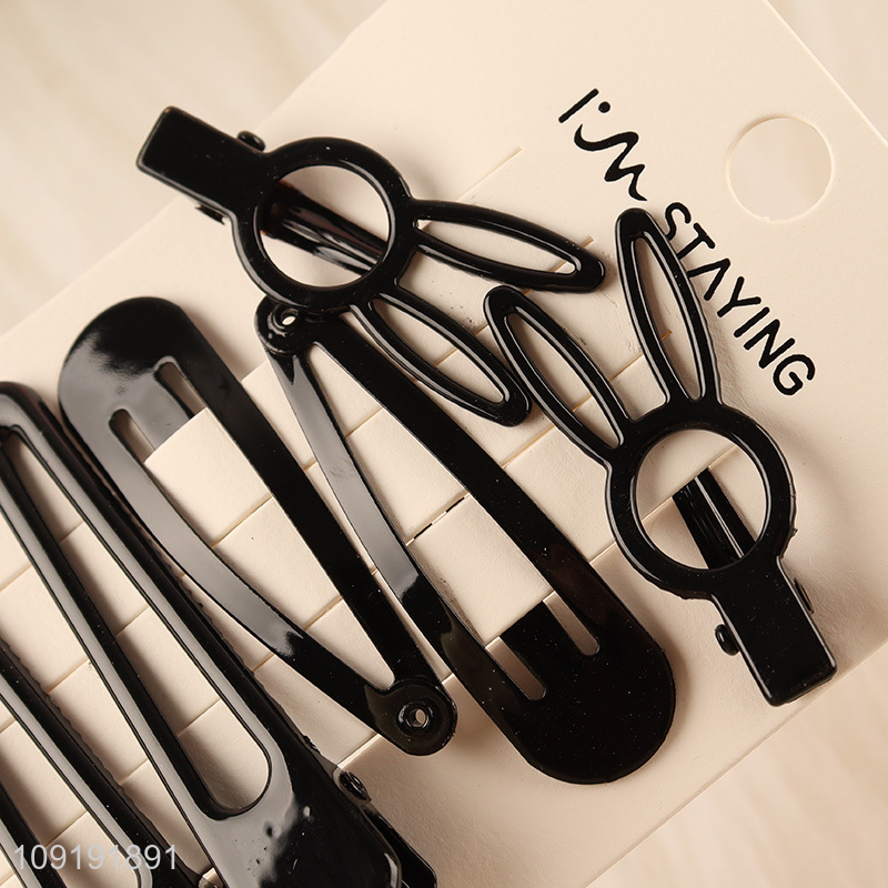 China Imports 6 Pieces Black Metal Hair Clips Girls Metal Hairpins