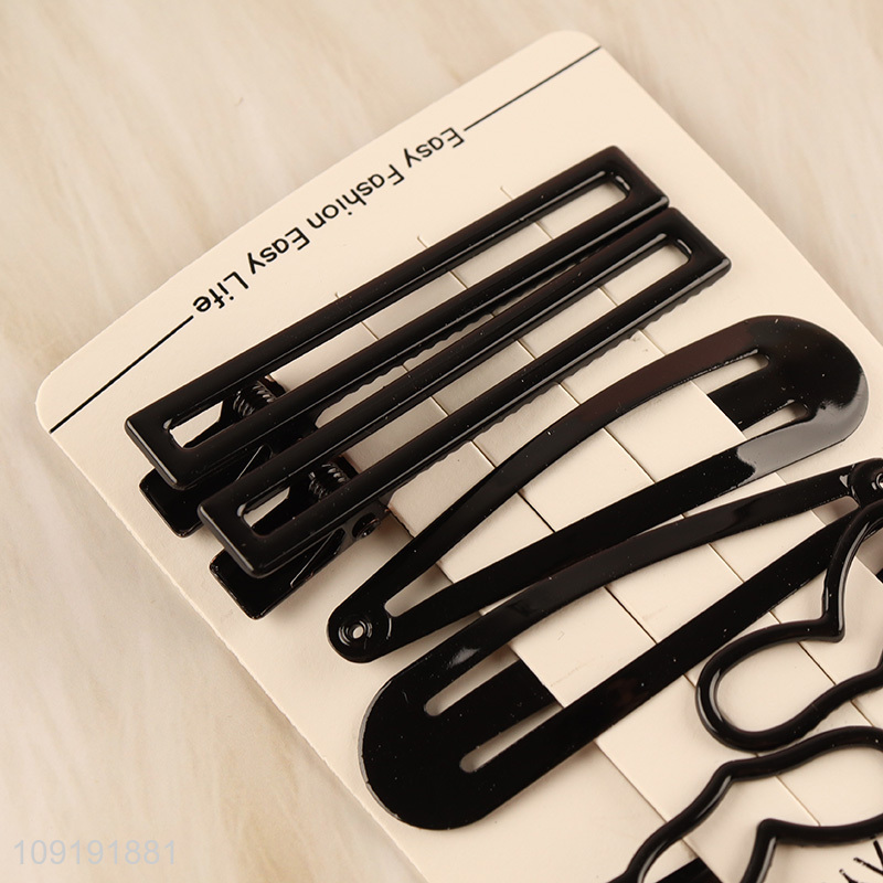 Factory Price 6 Pieces Black Metal Hair Clips Set for Girls Women