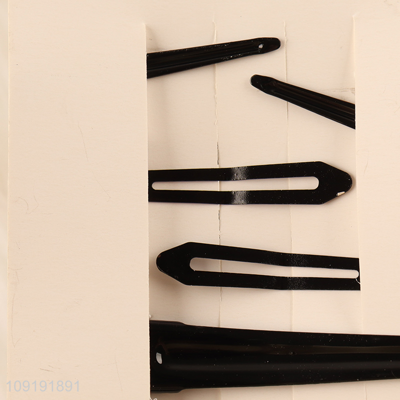 China Imports 6 Pieces Black Metal Hair Clips Girls Metal Hairpins