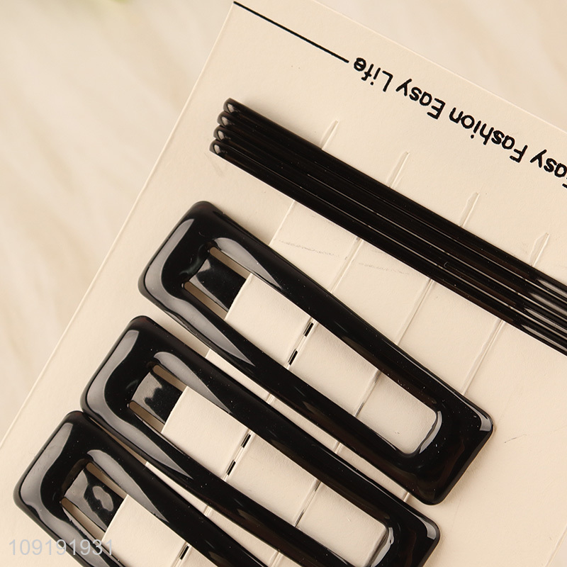 New Arrival 7 Pieces Black Hair Clips Non-Slip Side Hair Clips Set