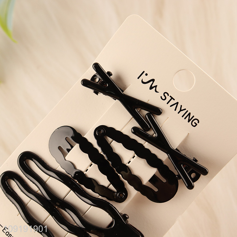 Factory Supply 6 Pieces Black Metal Hair Clips Metal Hair Accessories