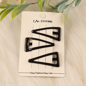 Hot Selling 3 Pieces Black Metal Hairpins Metal Snap Hair Clips