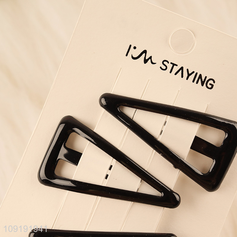 Hot Selling 3 Pieces Black Metal Hairpins Metal Snap Hair Clips
