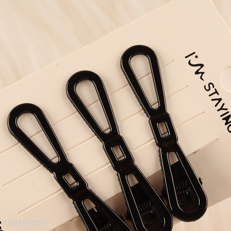 New Product 3 Pieces Black Metal Alligator Hair Clips Set for Women