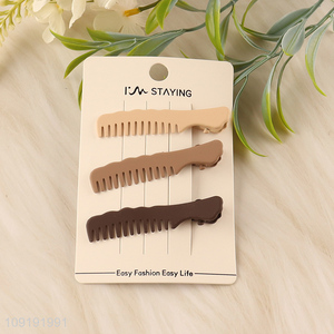 China Imports 3 Pieces Matte Alligator Hair Clips Comb Hair Clips