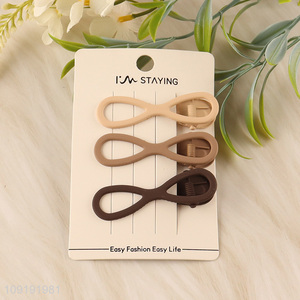 Factory Price 3 Pieces Matte Metal Alligator Hair Clips Bang Clips