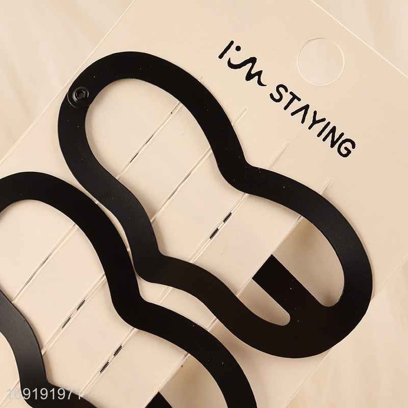 Factory Price 2 Pieces Black Metal Snap Hair Clips Hair Accessories