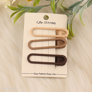 Factory Supply 3 Pieces Matte Alligator Hair Clips Non-Slip Bang Clips
