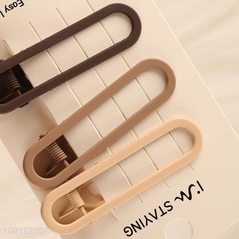 Factory Supply 3 Pieces Matte Alligator Hair Clips Non-Slip Bang Clips