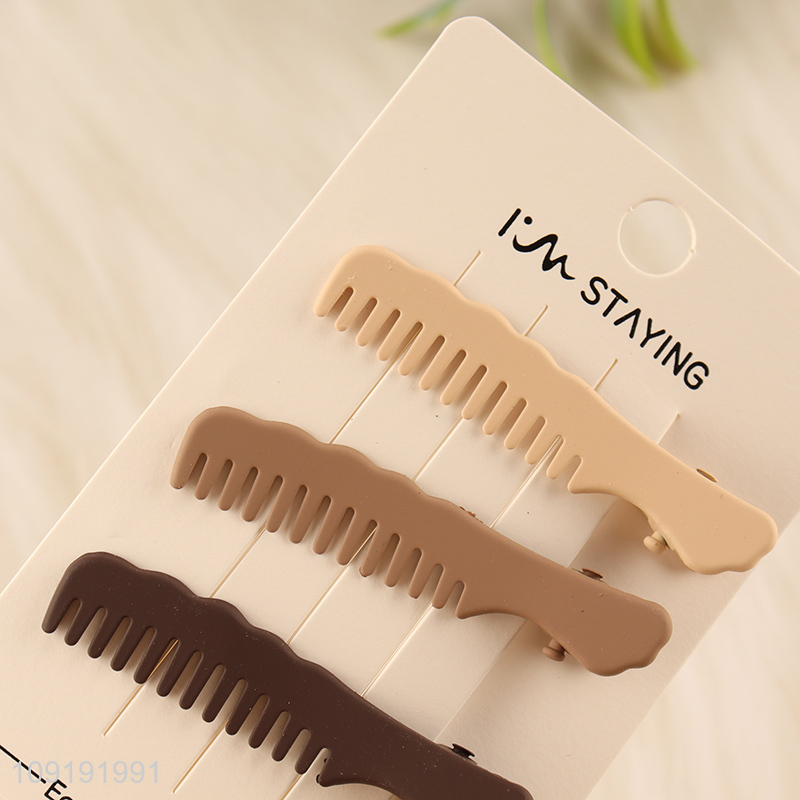 China Imports 3 Pieces Matte Alligator Hair Clips Comb Hair Clips