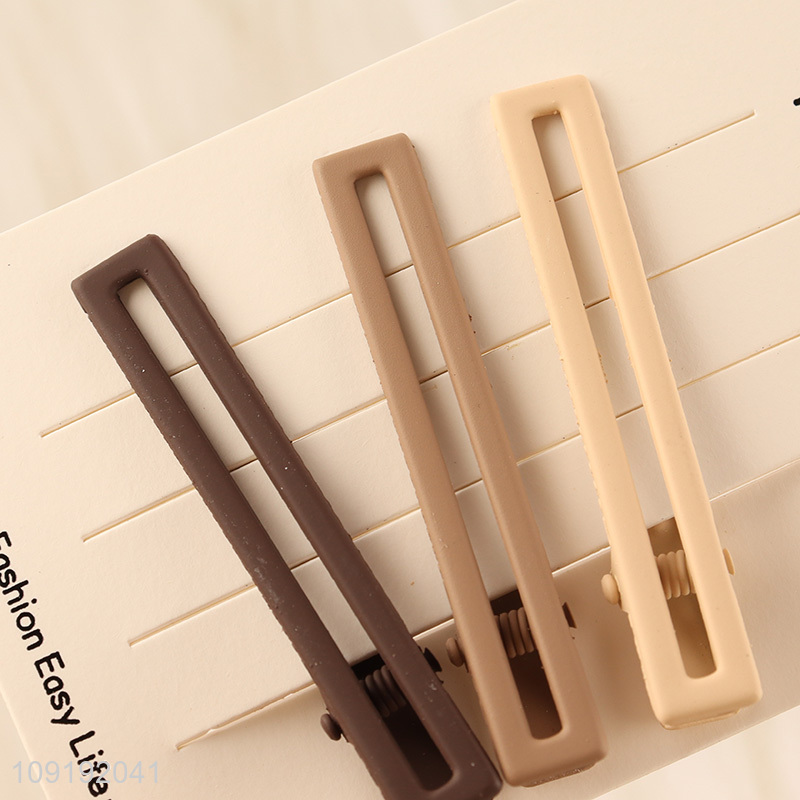 Hot Selling 3 Pieces Matte Non-Slip Metal Alligator Hair Clips Hairpins