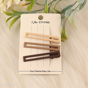 Hot Selling 3 Pieces Matte Non-Slip Metal Alligator Hair Clips Hairpins