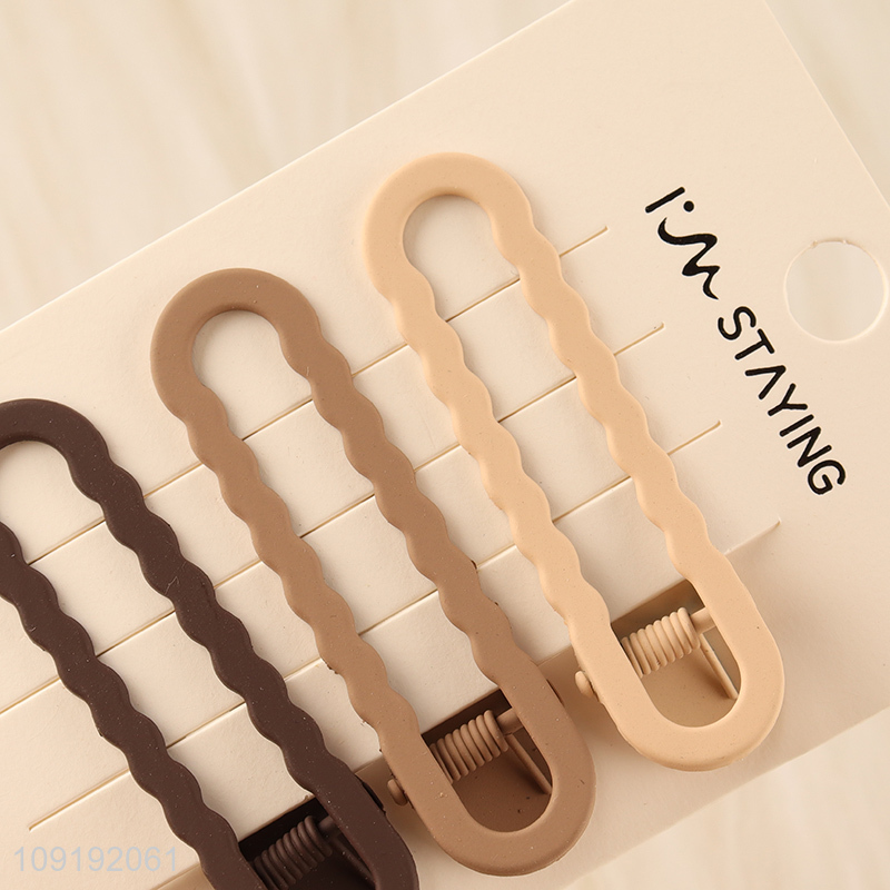 High Quality 3 Pieces Matte Alligator Hair Clips Metal Hair Clips