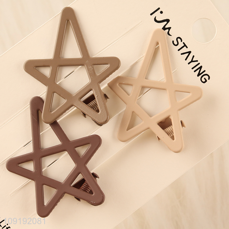 China Imports 3 Pieces Matte Star Alligator Hairpins Metal Hair Clips