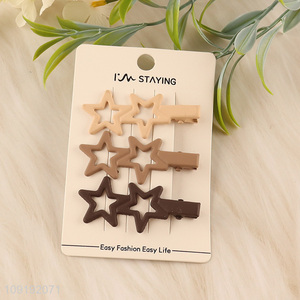 Factory Price 3 Pieces Matte Alligator Hair Clips Star Bang Clips