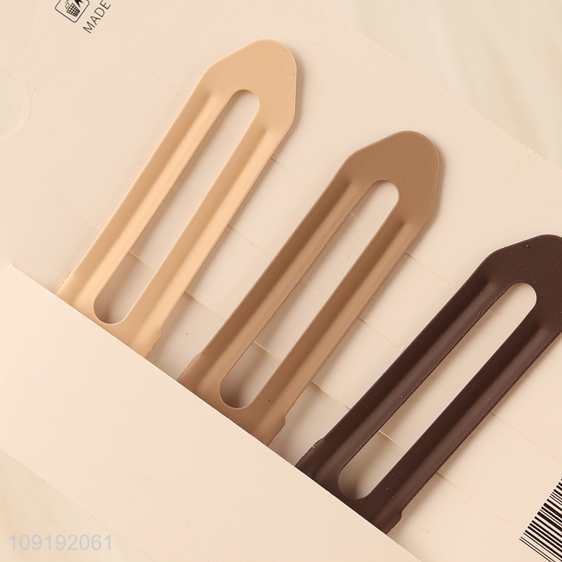 High Quality 3 Pieces Matte Alligator Hair Clips Metal Hair Clips