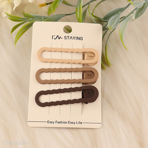 High Quality 3 Pieces Matte Alligator Hair Clips Metal Hair Clips