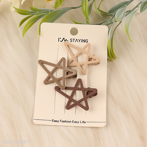 China Imports 3 Pieces Matte Star Alligator Hairpins Metal Hair Clips