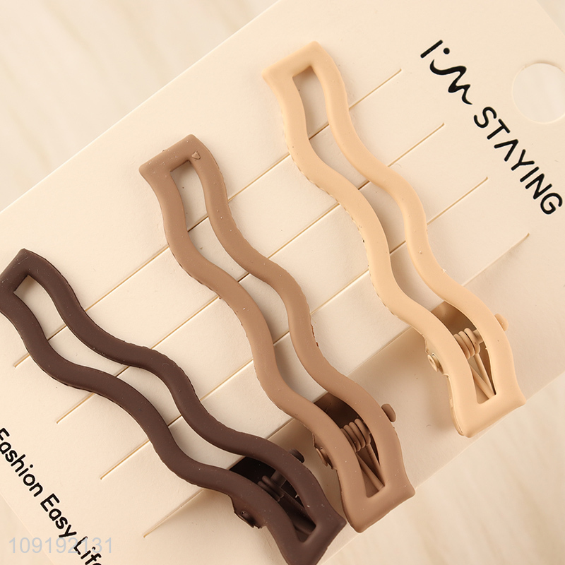 Hot Selling 3 Pieces Matte Metal Hair Clips Bang Hair Clips Set