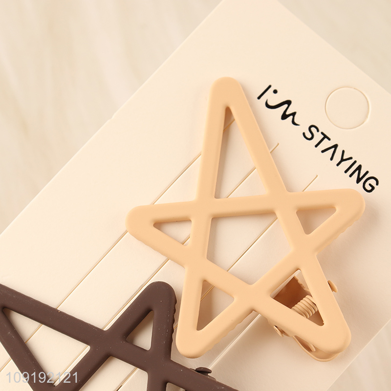 New Arrival 2 Pieces Matte Star Alligator Hair Clips Bang Clips