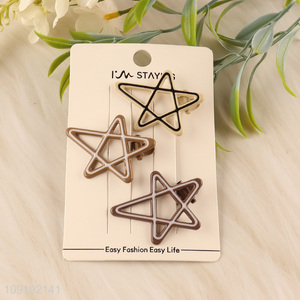 New Product 3 Pieces Star Hair Clips Non-Slip Metal Bang Clips