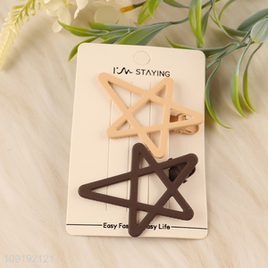New Arrival 2 Pieces Matte Star Alligator Hair Clips Bang Clips