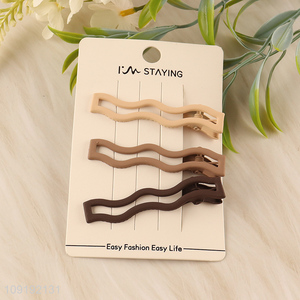 Hot Selling 3 Pieces Matte Metal Hair Clips Bang Hair Clips Set