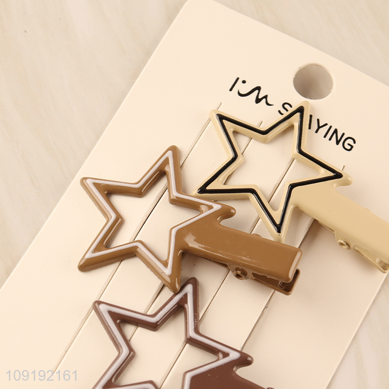 Factory Price 3 Pieces Metal Star Hair Clips Set for Girls Women
