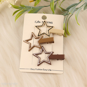 Factory Price 3 Pieces Metal Star Hair Clips Set for Girls Women