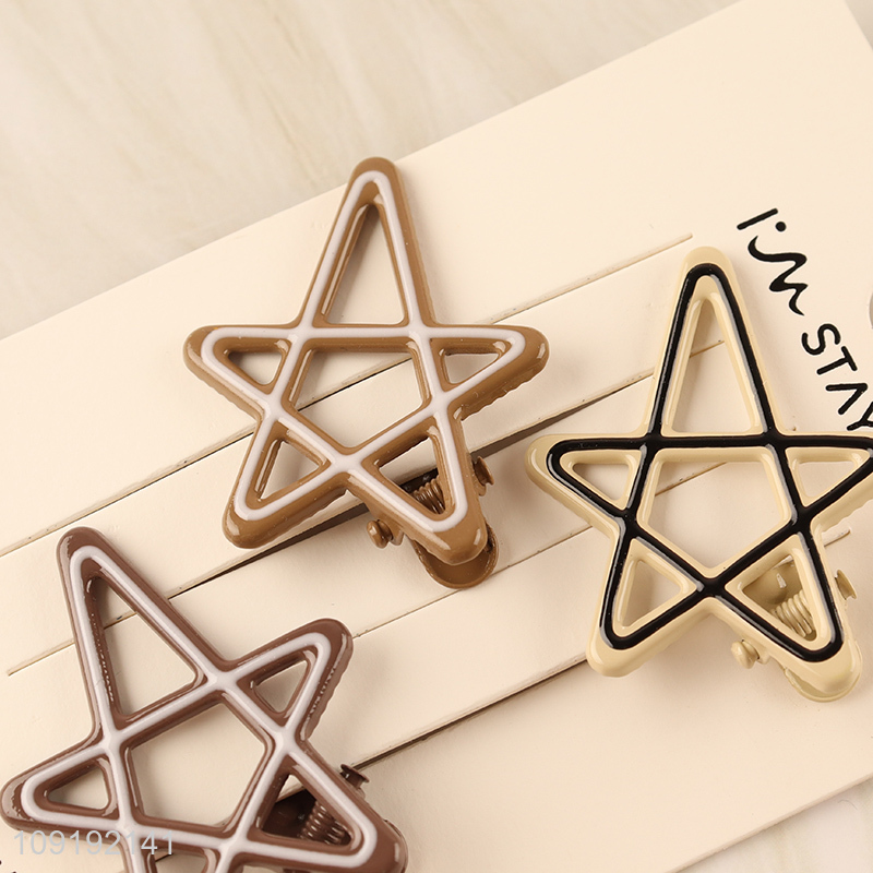 New Product 3 Pieces Star Hair Clips Non-Slip Metal Bang Clips