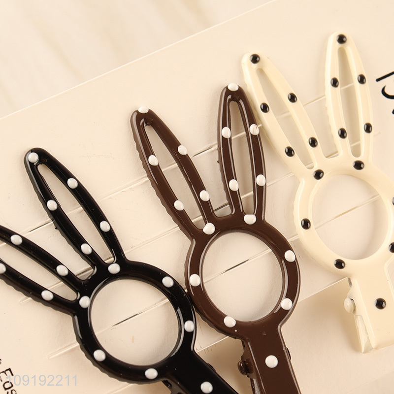 New Arrival 3 Pieces Rabbit Hair Clips Non-Slip Bang Clips Set