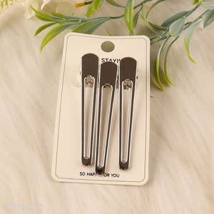 Good Quality 3 Pieces Silver Metal Alligator Hair Clips for Women Girls