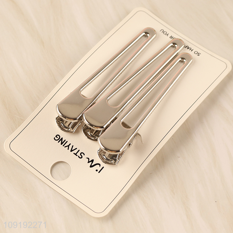 Good Quality 3 Pieces Silver Metal Alligator Hair Clips for Women Girls