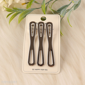 Wholesale 3 Pieces Silver Alligator Hair Clips Metal Hair Accessories