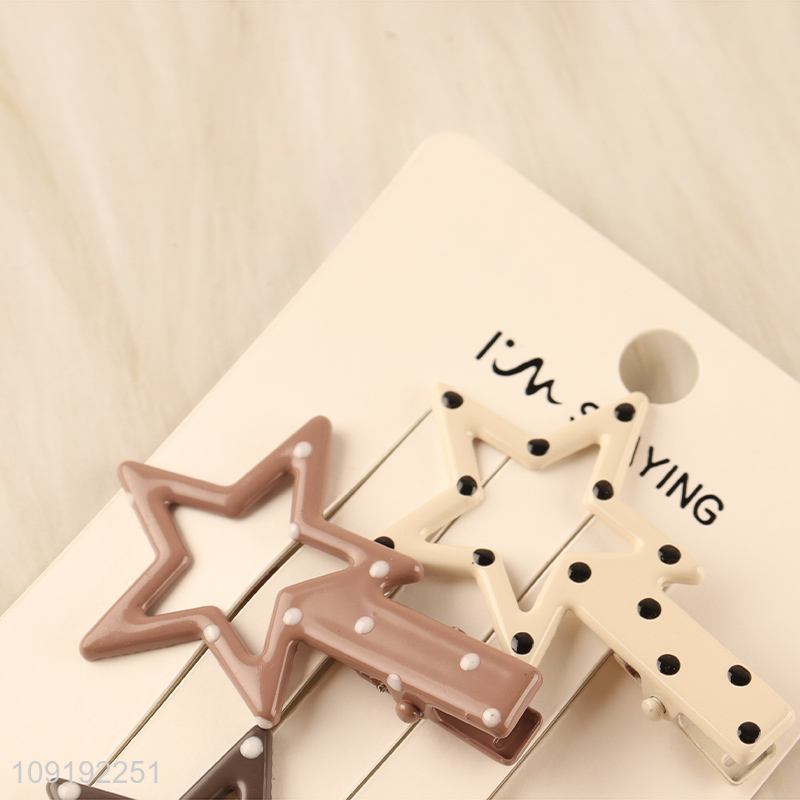 Factory Price 3 Pieces Metal Star Hair Clips Star Hair Barrettes