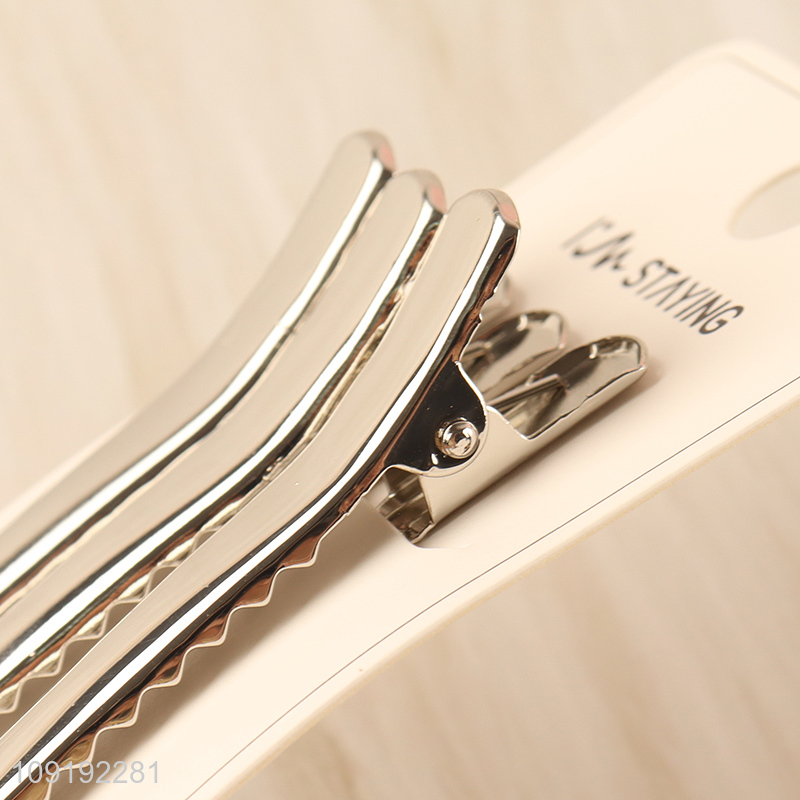 New Arrival 3 Pieces Silver Alligator Hair Clips Fashion Accessories