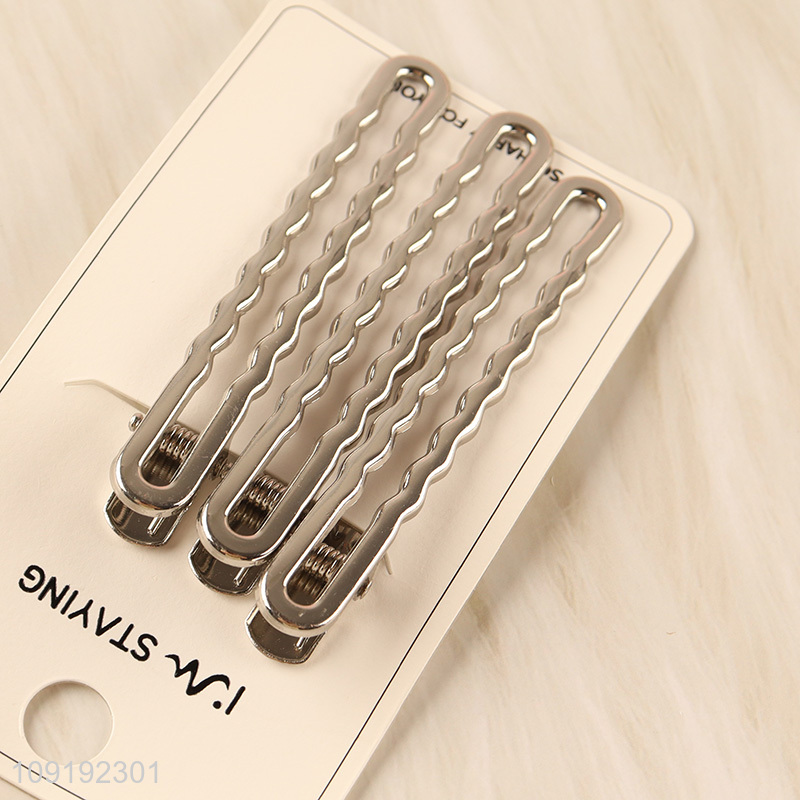 New Product 3 Pieces Silver Alligator Metal Hairpins Metal Hair Clips